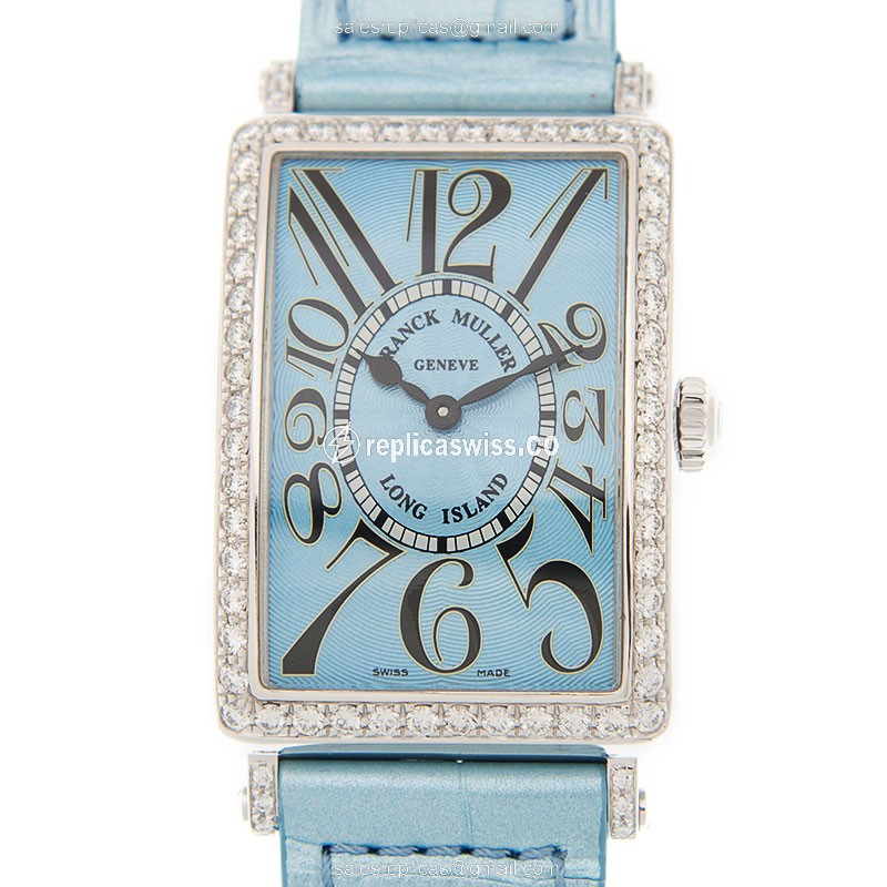Franck Muller 952 QZ D 1R Blue Long Island Quartz - Stainless Steel Case, Blue Dial, Alligator Blue Strap